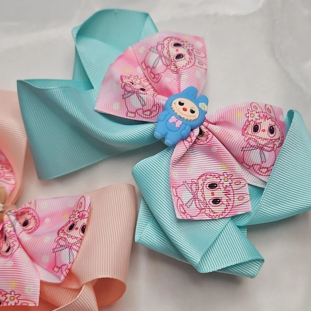 Girl's Set of 3 Labubu Monsters Hairbows Hair Accessories Clip On Cute Trendy